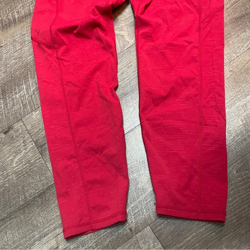 Zyia Active Red Space Dye High Waisted Pocket Leggings Size 12 Drawstring 7/8 - Picture 4 of 8